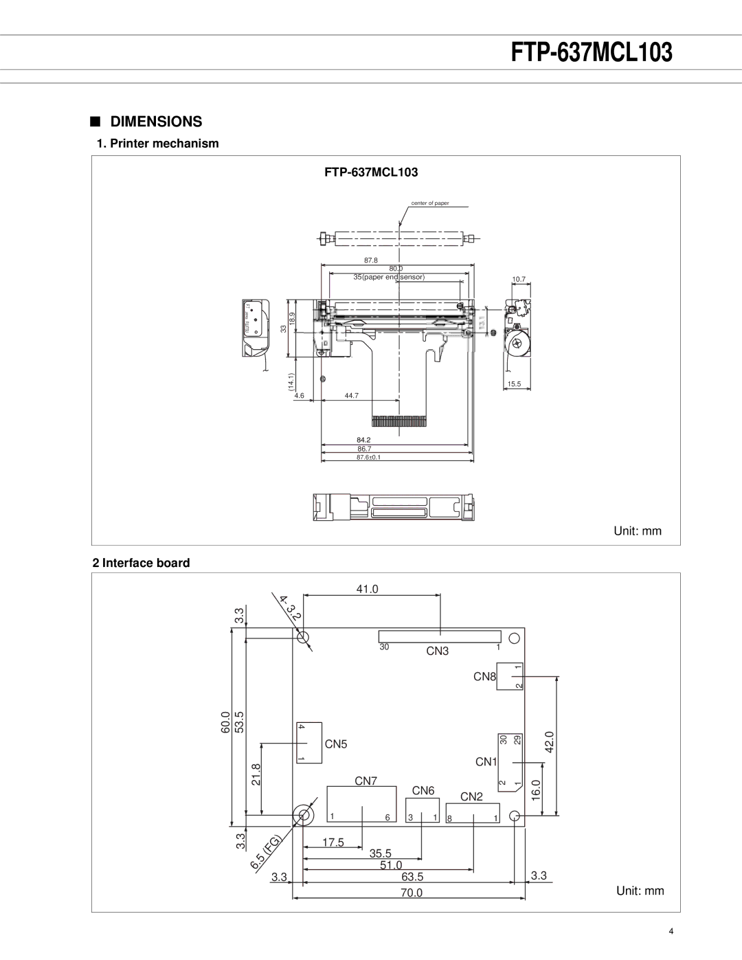 Fujitsu FTP-607, FTP-637MCL103 manual Dimensions 