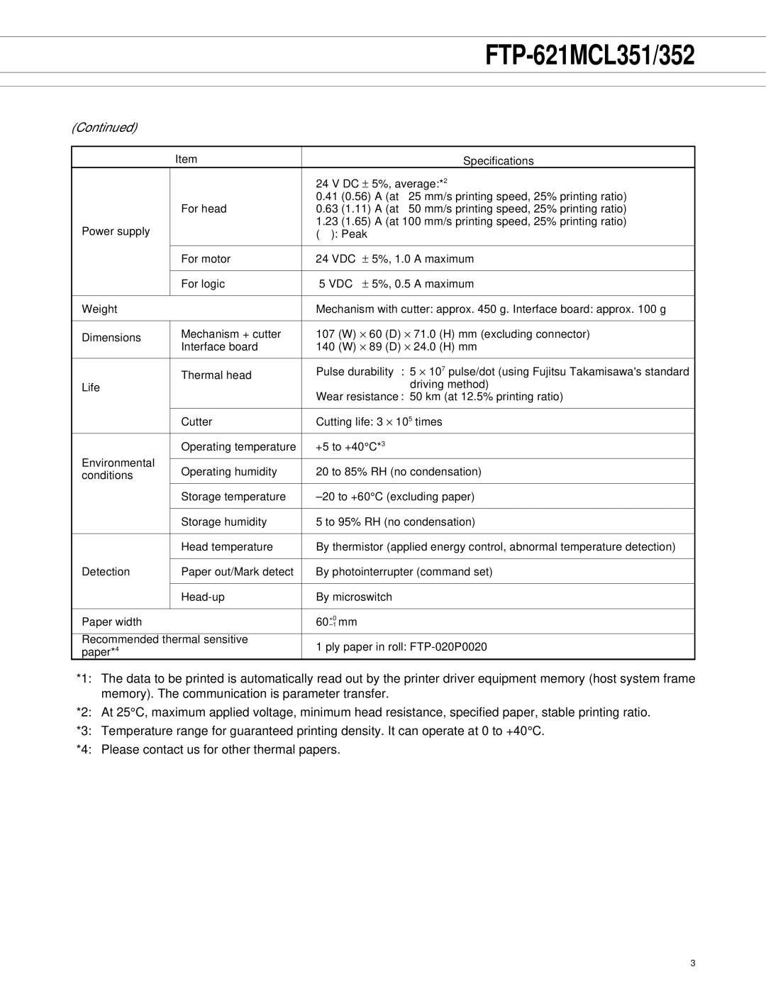 Fujitsu FTP-621MCL352, FTP-621DCL013, FTP-621CT001, FTP-621MCL351 manual DC ± 5%, average*2 