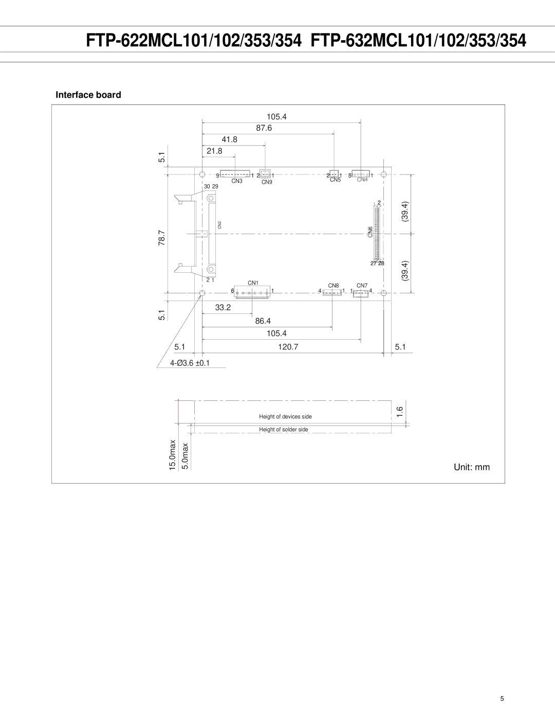 Fujitsu 353, FTP-622MCL101, 102, 354 manual Interface board 