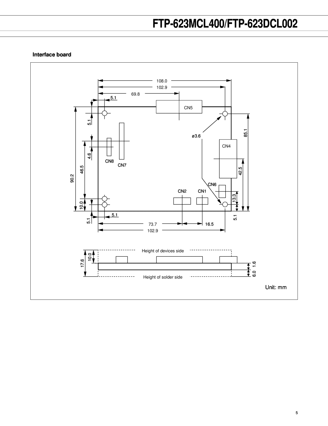 Fujitsu manual Interface board, FTP-623MCL400/FTP-623DCL002 