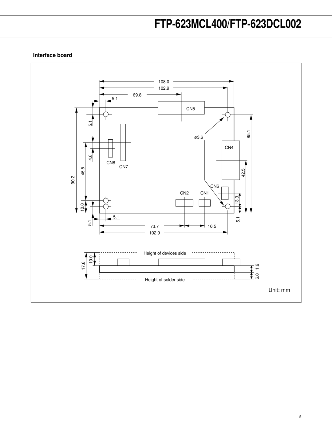 Fujitsu manual FTP-623MCL400/FTP-623DCL002, Interface board 