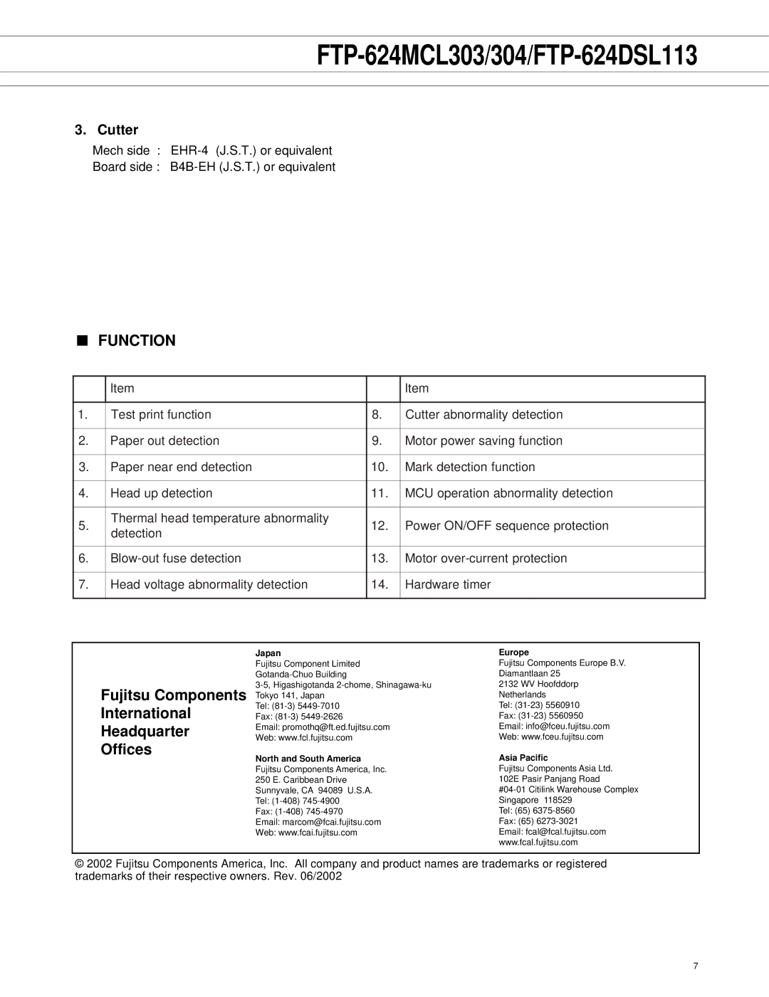 Fujitsu FTP-624MCL303, FTP-624MCL304, FTP-624DSL113 manual Function, Offices 