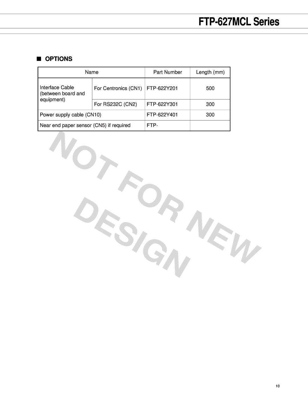 Fujitsu FTP-627 Series manual Designnew, Options, FTP-627MCL Series 
