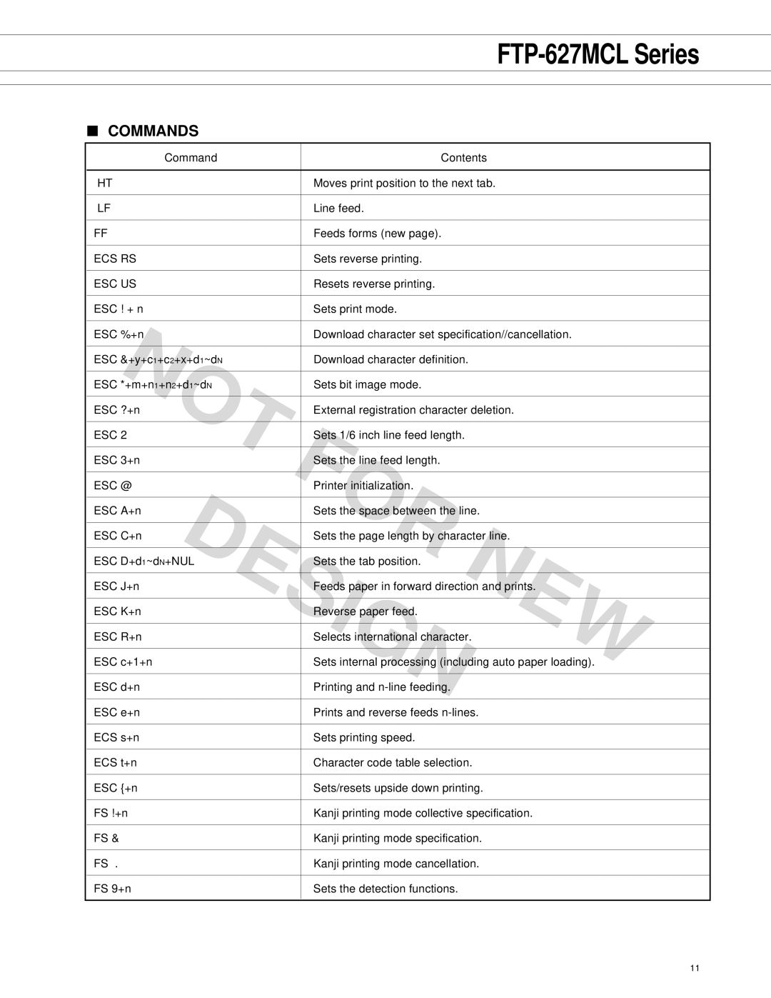 Fujitsu FTP-627 Series manual Not, Commands 