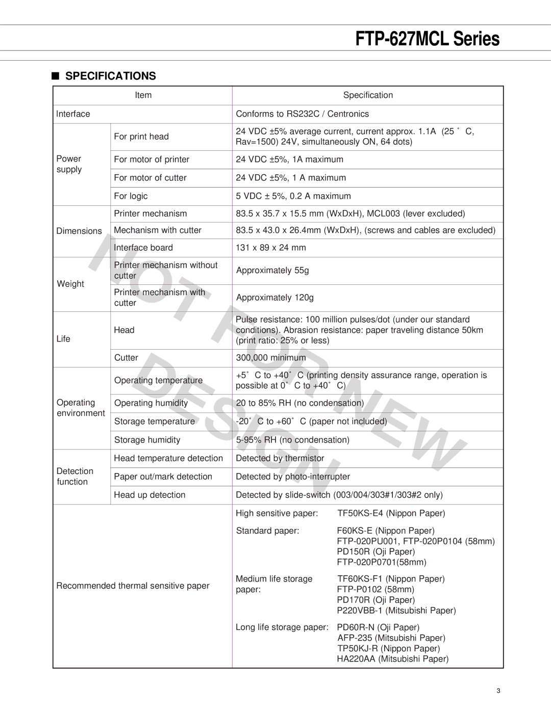 Fujitsu FTP-627 Series manual Design, Not 