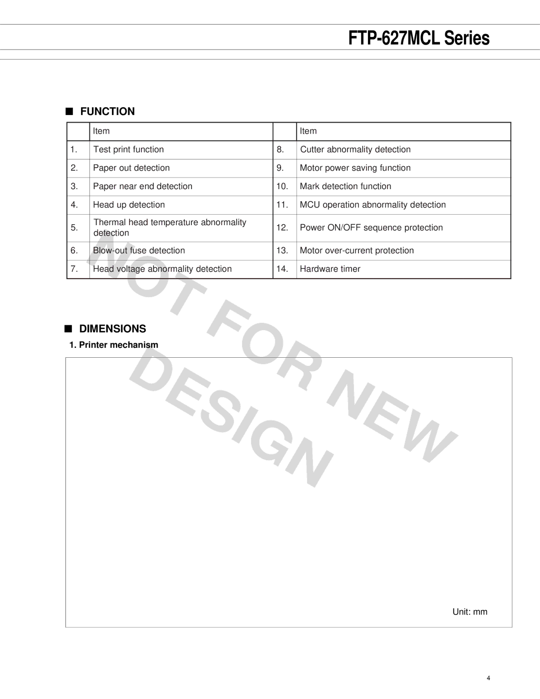 Fujitsu FTP-627 Series manual For, Function, Printer mechanism 