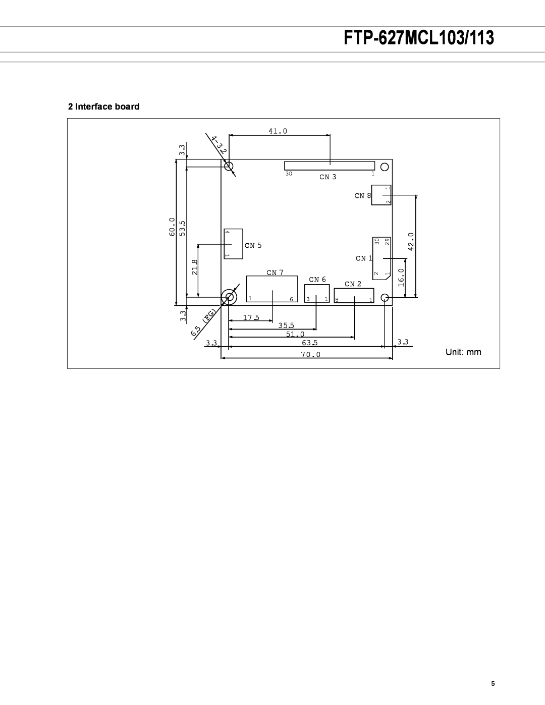 Fujitsu FTP-627MCL113 manual Interface board, FTP-627MCL103/113, 4 - 3 