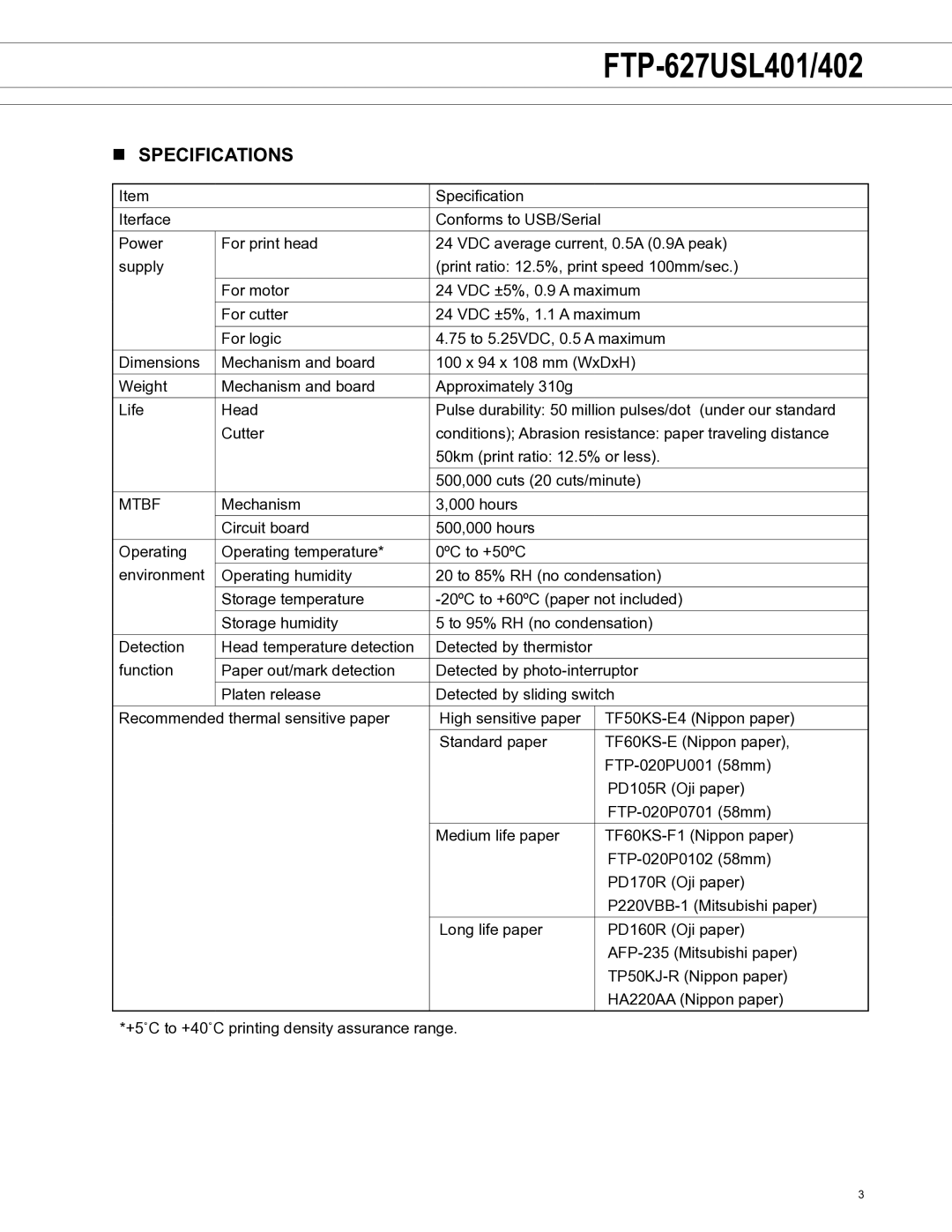 Fujitsu FTP-627USL402, FTP-627USL401 manual Mtbf 