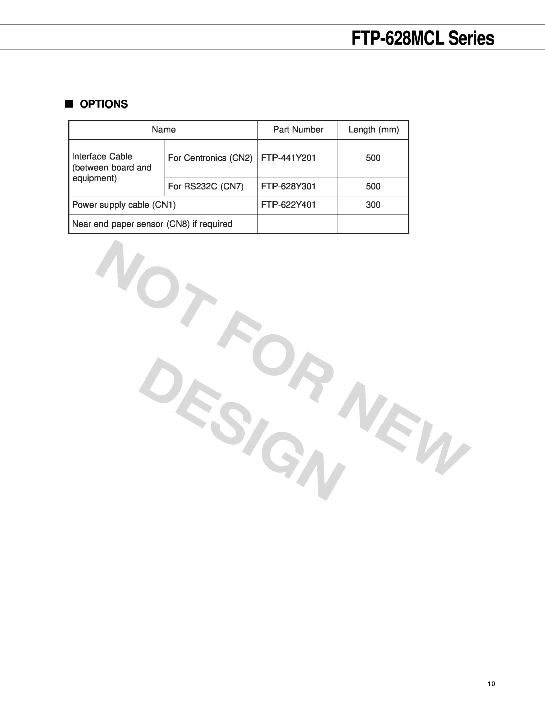 Fujitsu FTP-628 Series manual Options, Designnew, FTP-628MCL Series 