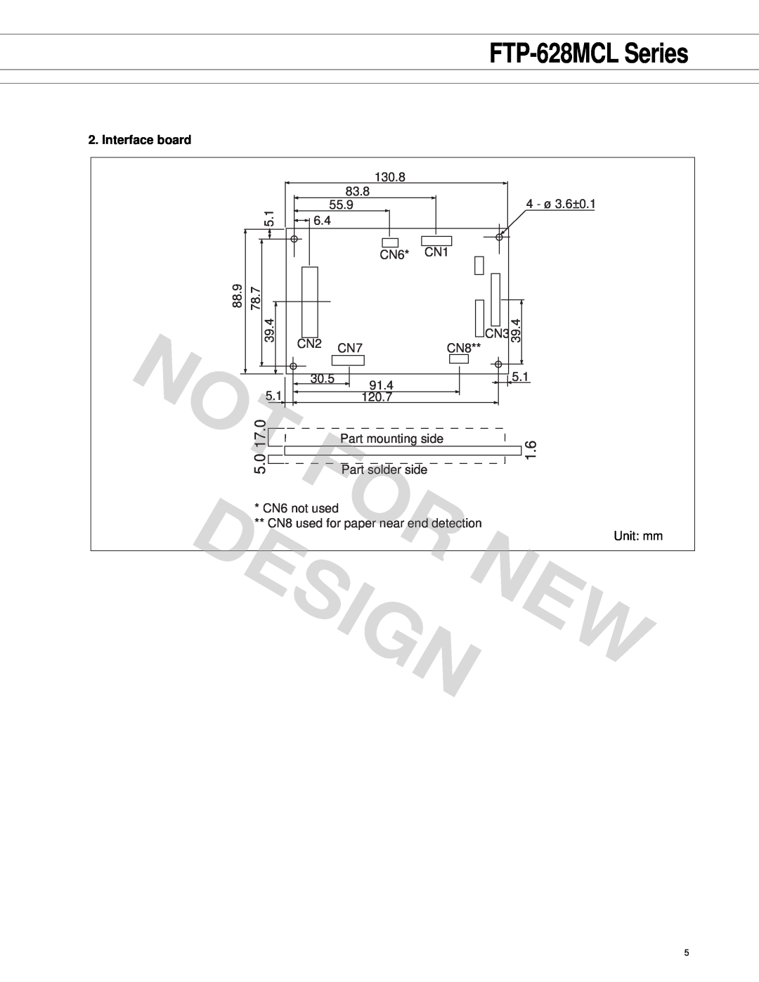 Fujitsu FTP-628 Series manual Designnew, Interface board, FTP-628MCL Series, 17.0 