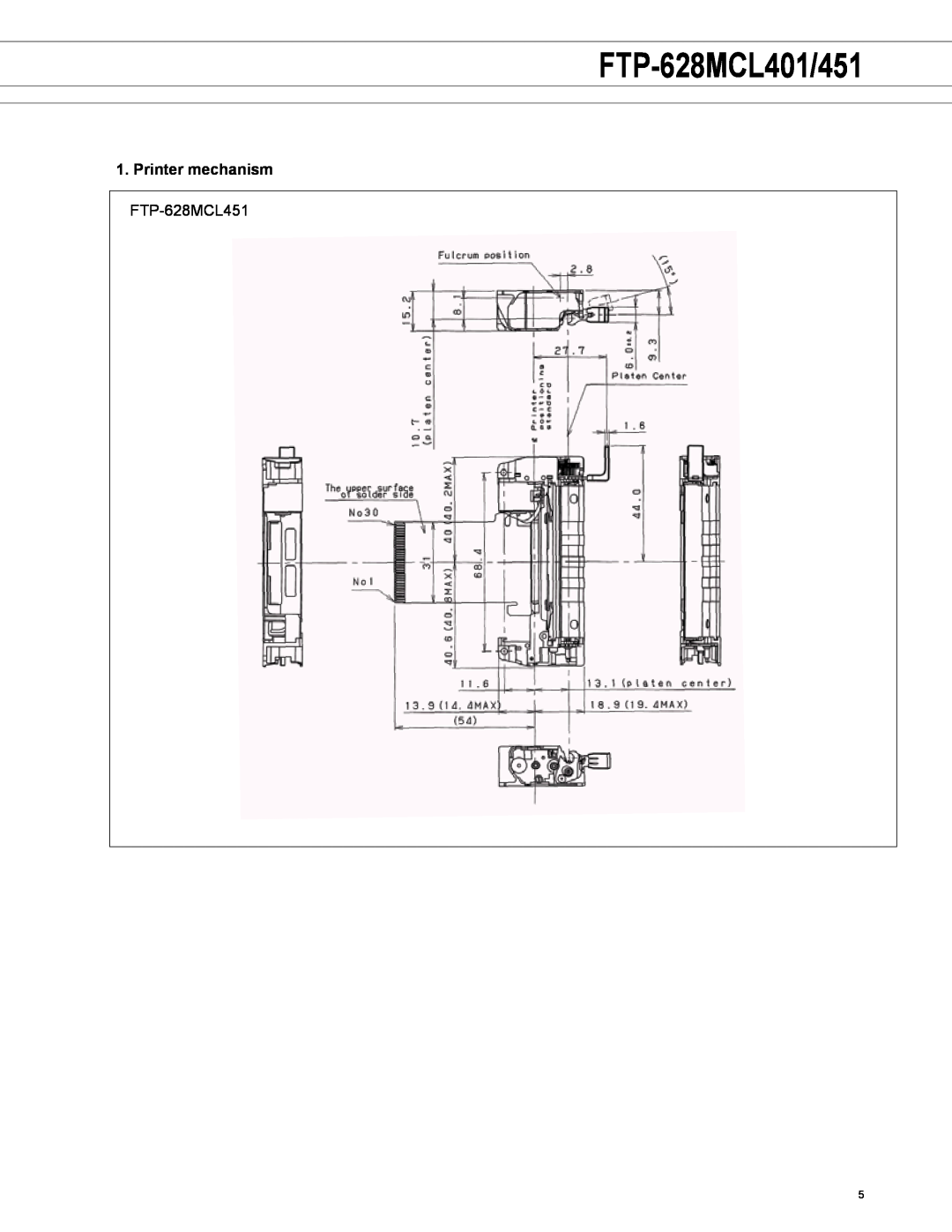 Fujitsu manual FTP-628MCL401/451, Printer mechanism, FTP-628MCL451 