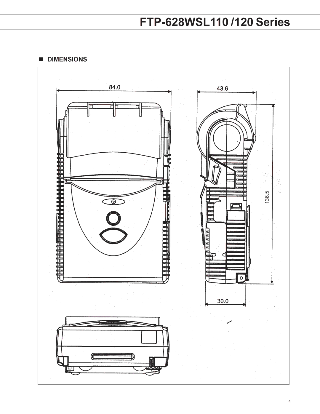 Fujitsu FTP-628WSL120, FTP-628WSL110 manual Dimensions 