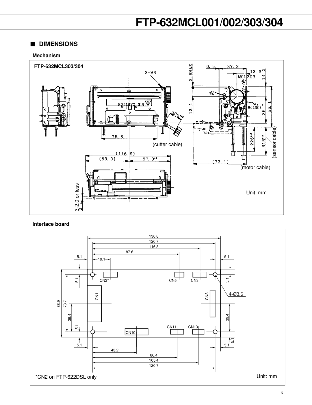 Fujitsu FTP-632MCL004, FTP-632MCL003, FTP-632MCL002, FTP-632MCL001 manual Mechanism FTP-632MCL303/304 