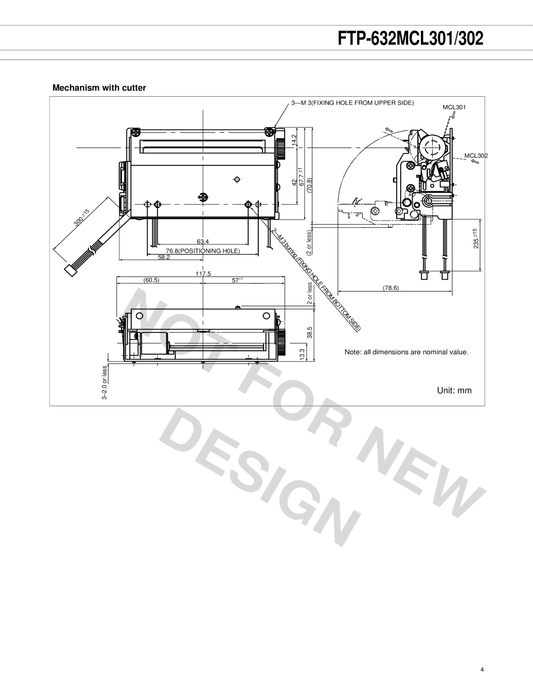 Fujitsu FTP-632MCL301, FTP-632MCL302 manual Design NEW, Mechanism with cutter 