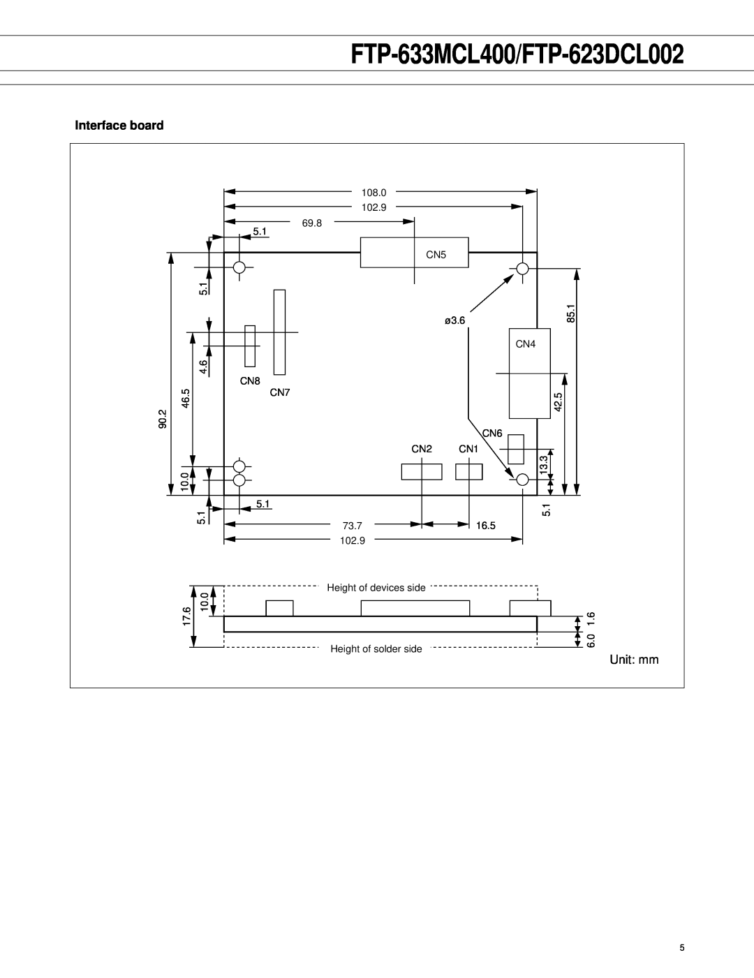Fujitsu manual Interface board, FTP-633MCL400/FTP-623DCL002 