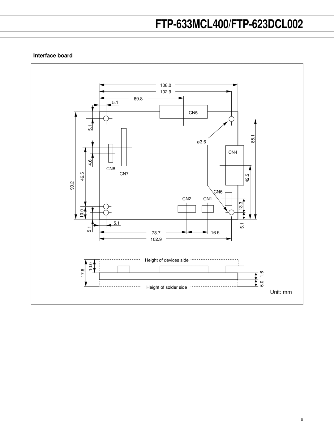 Fujitsu manual FTP-633MCL400/FTP-623DCL002, Interface board 