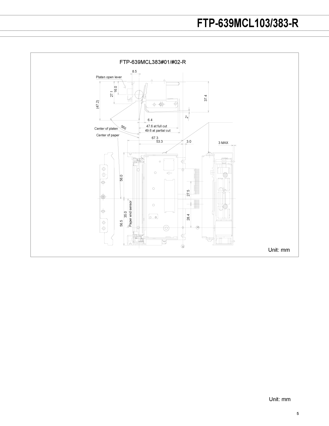 Fujitsu FTP-639MCL103/383-R manual Unit mm 