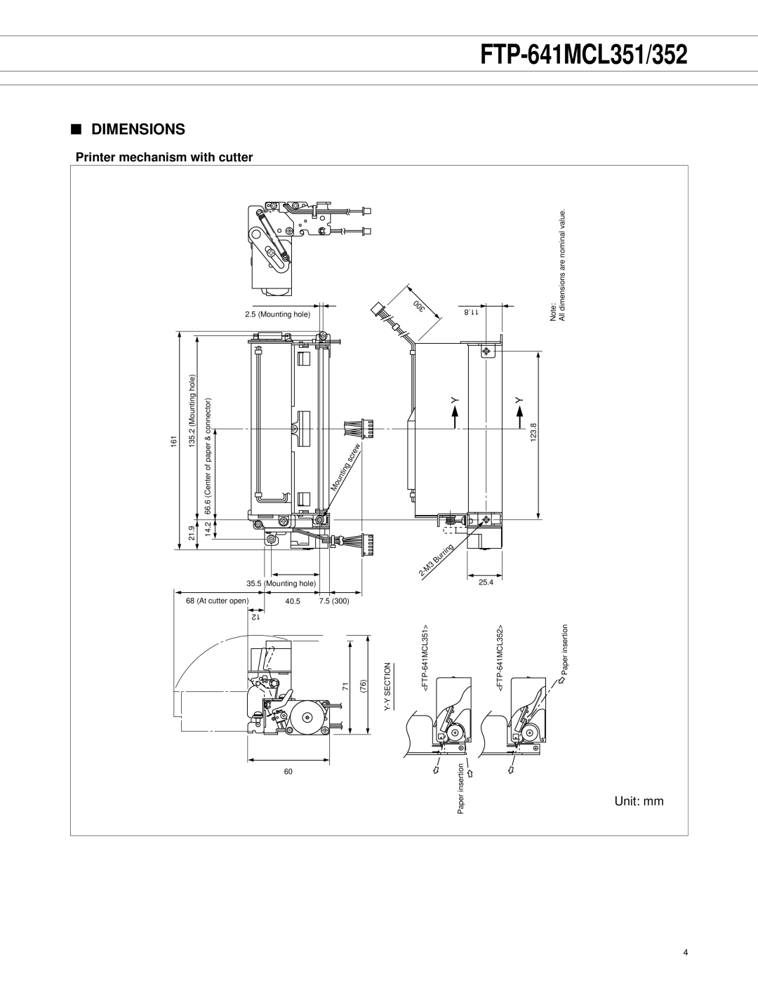 Fujitsu FTP-641MCL352, FTP-641MCL351 manual Dimensions 