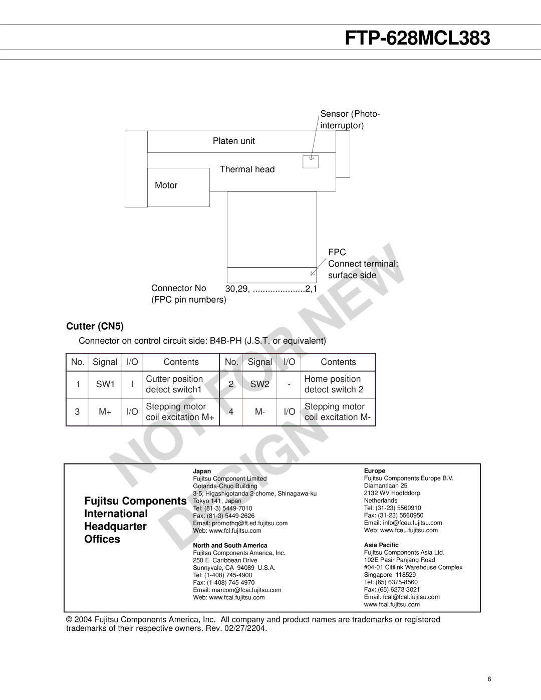 Fujitsu FTP628 MCL383 manual Fujitsu Components Tokyo 141, Japan, International, Headquarter, Offices 