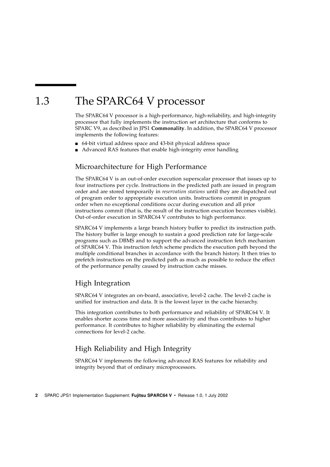 Fujitsu Fujitsu SPARC64 V manual SPARC64 V processor, Microarchitecture for High Performance, High Integration 