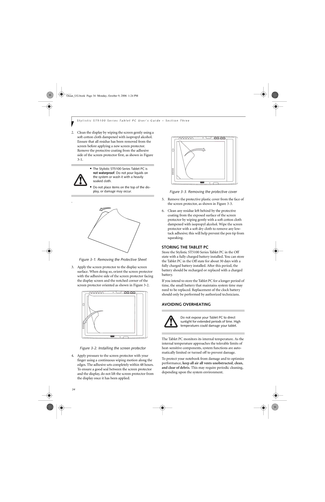 Fujitsu GBR-222200-002 manual Storing the Tablet PC, Avoiding Overheating 