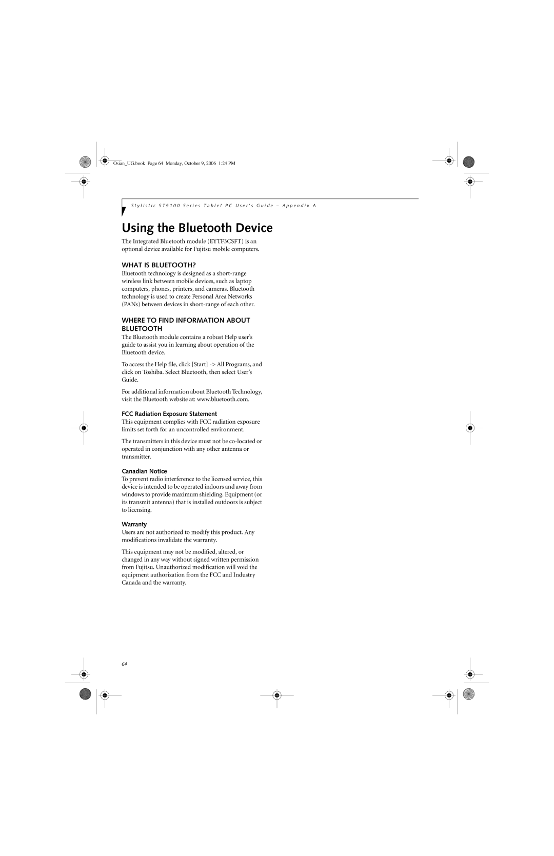 Fujitsu GBR-222200-002 Using the Bluetooth Device, What is BLUETOOTH?, Where to Find Information about Bluetooth, Warranty 