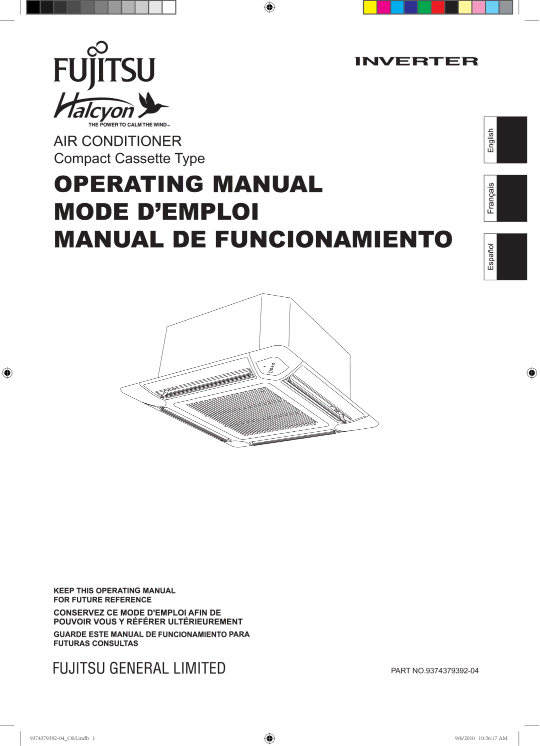 Fujitsu Halcyon Air Conditioner manual Part NO.9374379392-04 