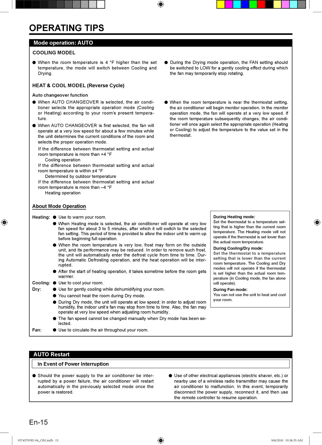 Fujitsu Halcyon Air Conditioner Mode operation Auto, Auto Restart, Heat & Cool Model Reverse Cycle, About Mode Operation 