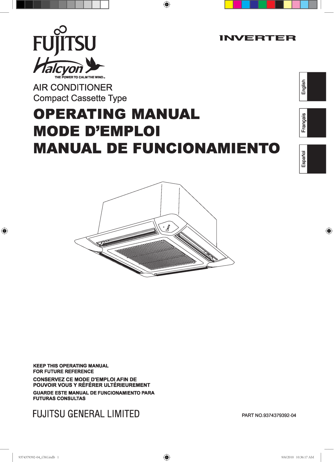 Fujitsu manual Compact Cassette Type, PART NO.9374379392-04, 9374379392-04 OM.indb1, 9/6/2010 10 36 17 AM 