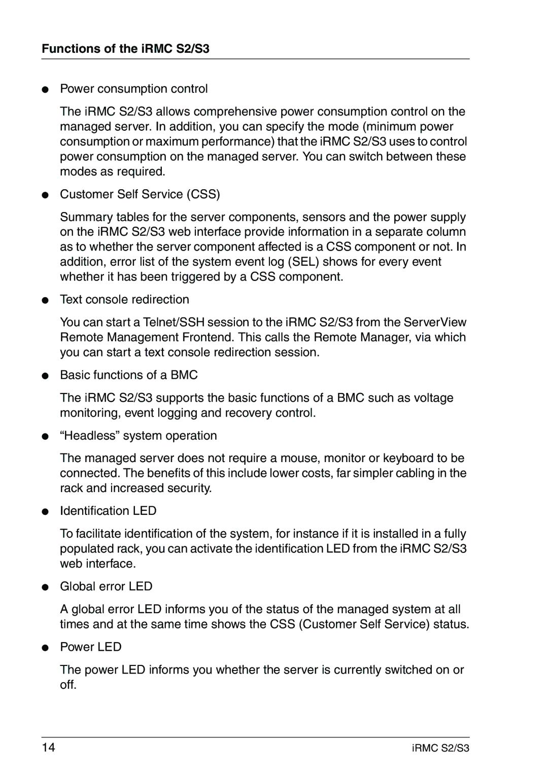 Fujitsu IRMC S2/S3 manual Functions of the iRMC S2/S3 