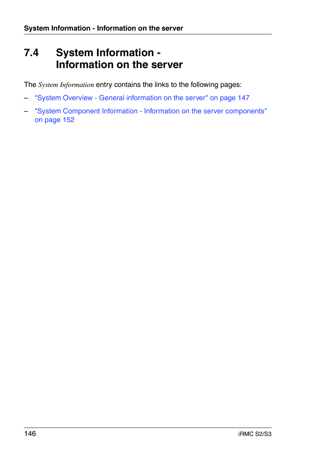 Fujitsu IRMC S2/S3 manual System Information Information on the server, 146 