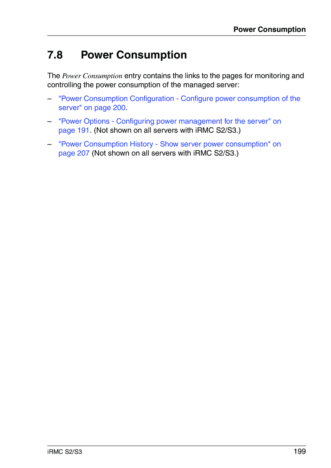 Fujitsu IRMC S2/S3 manual Power Consumption, 199 