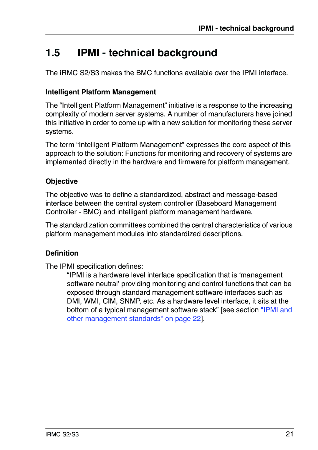 Fujitsu IRMC S2/S3 manual Ipmi technical background, Intelligent Platform Management, Objective, Definition 