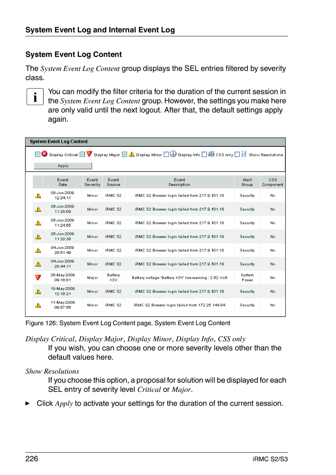 Fujitsu IRMC S2/S3 manual Show Resolutions 