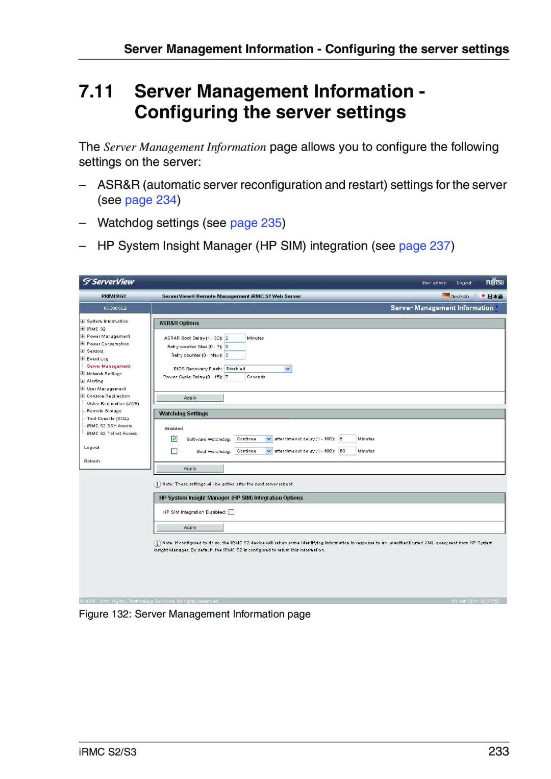 Fujitsu manual 233, Server Management Information IRMC S2/S3 