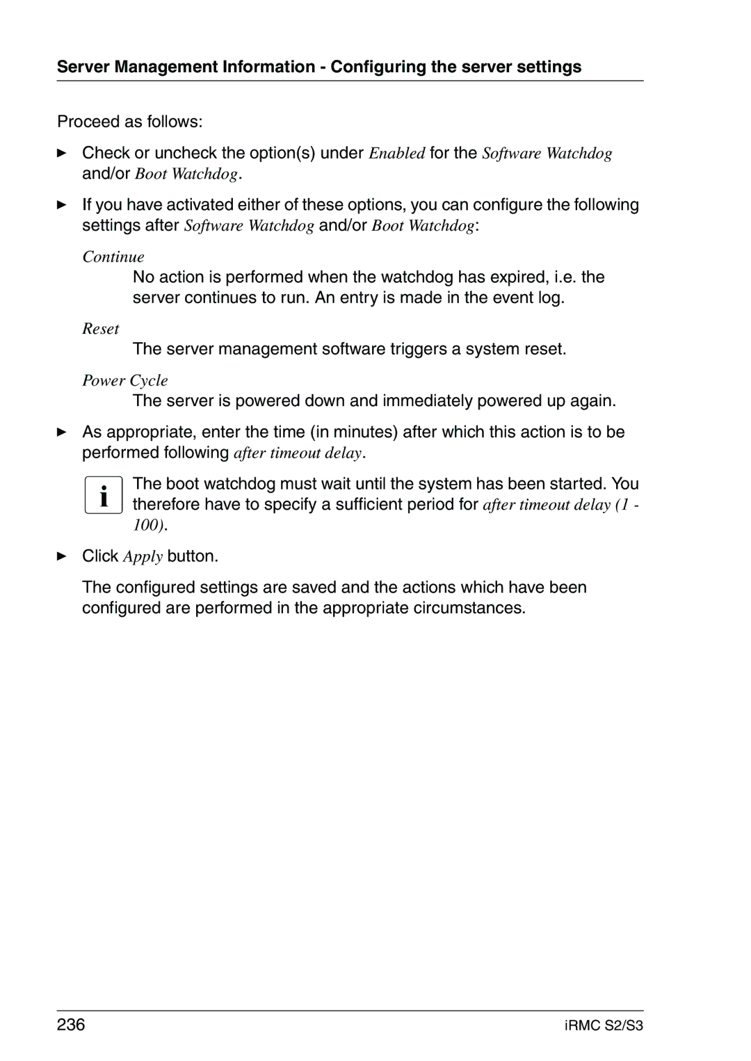 Fujitsu IRMC S2/S3 manual Proceed as follows, Server management software triggers a system reset 