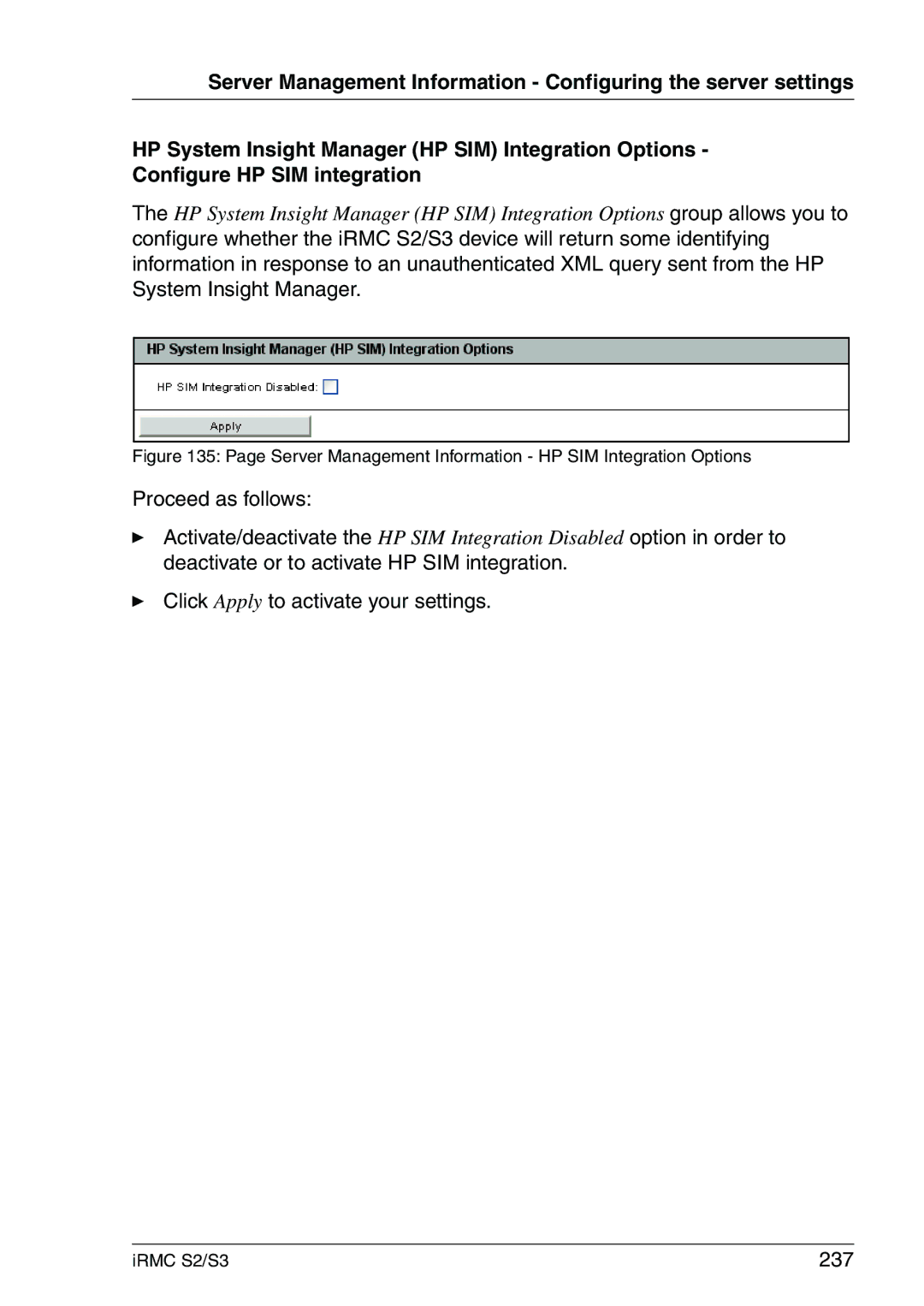 Fujitsu IRMC S2/S3 manual 237, Server Management Information HP SIM Integration Options 