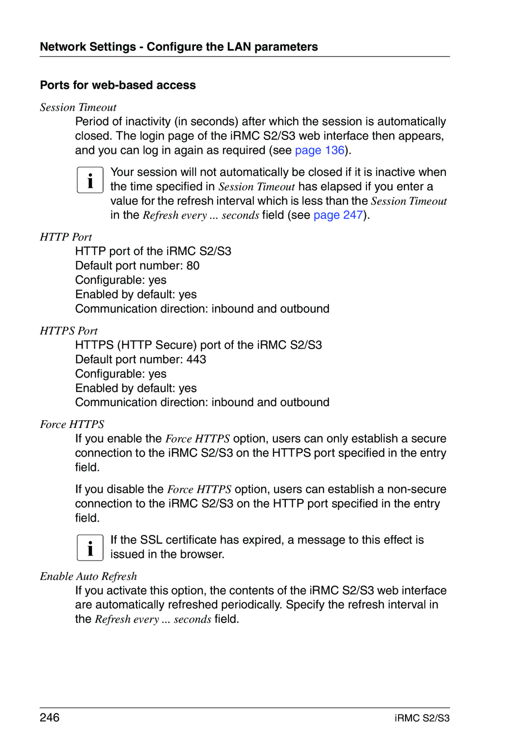 Fujitsu IRMC S2/S3 manual Session Timeout, 246 