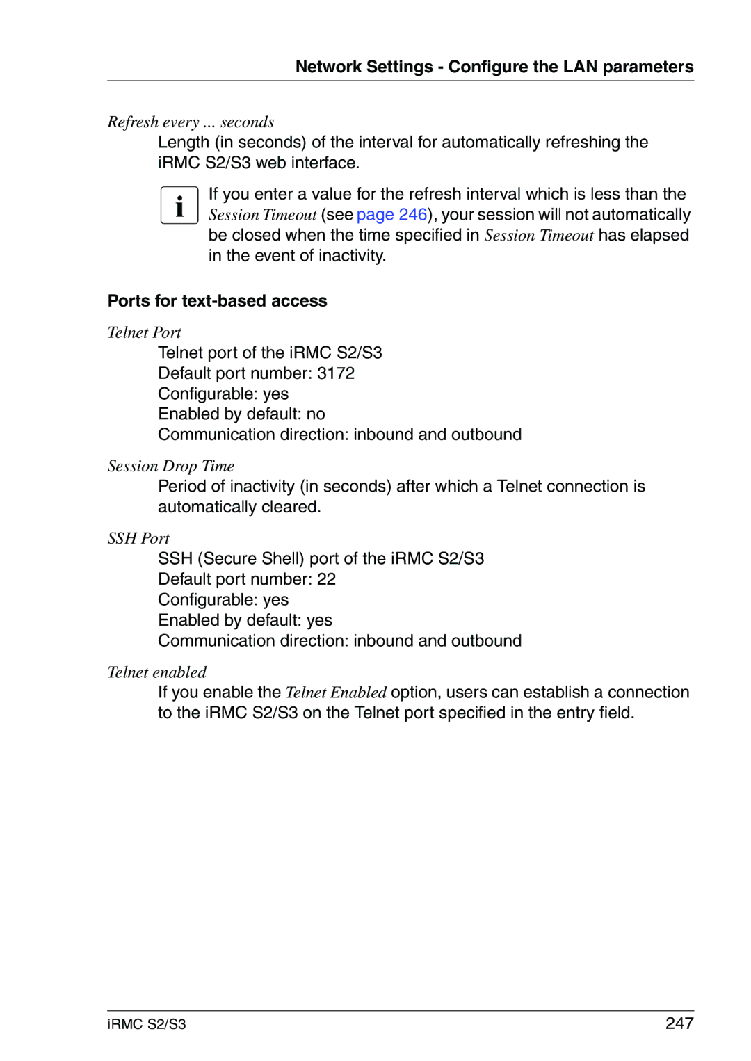 Fujitsu IRMC S2/S3 manual Ports for text-based access, 247 