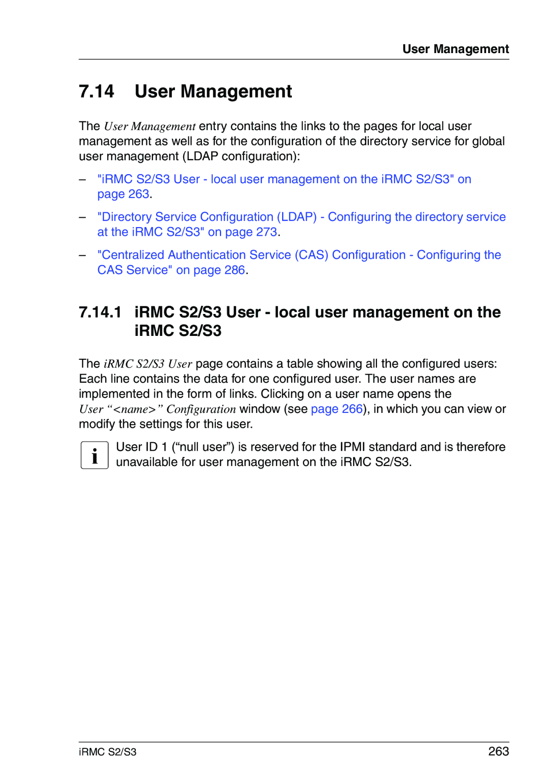 Fujitsu manual User Management, IRMC S2/S3 User local user management on the iRMC S2/S3, 263 