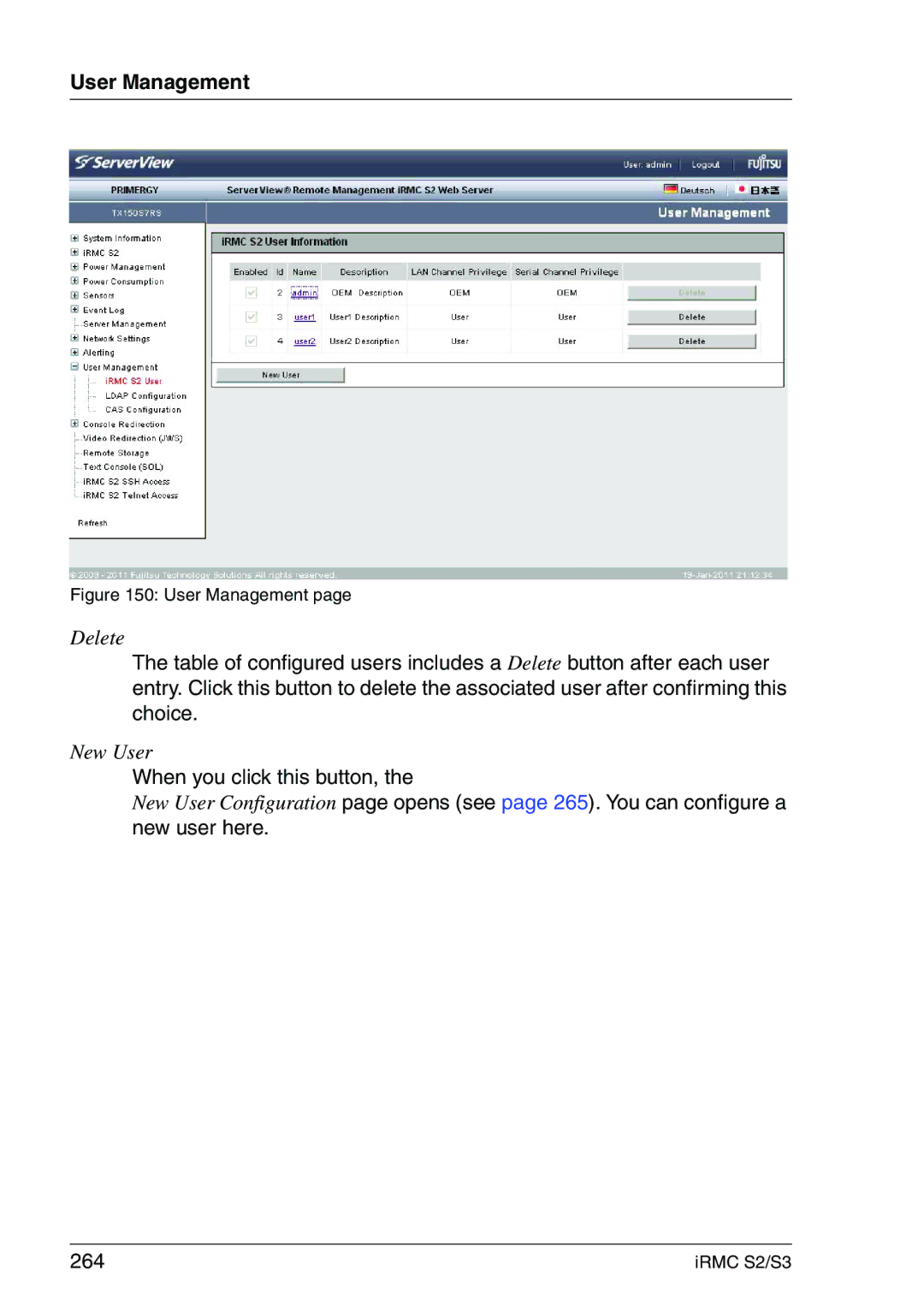 Fujitsu IRMC S2/S3 manual Delete 