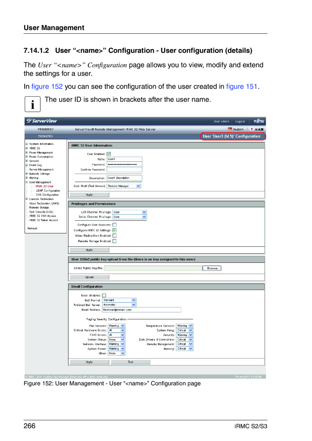 Fujitsu IRMC S2/S3 manual 266, User Management User name Configuration 