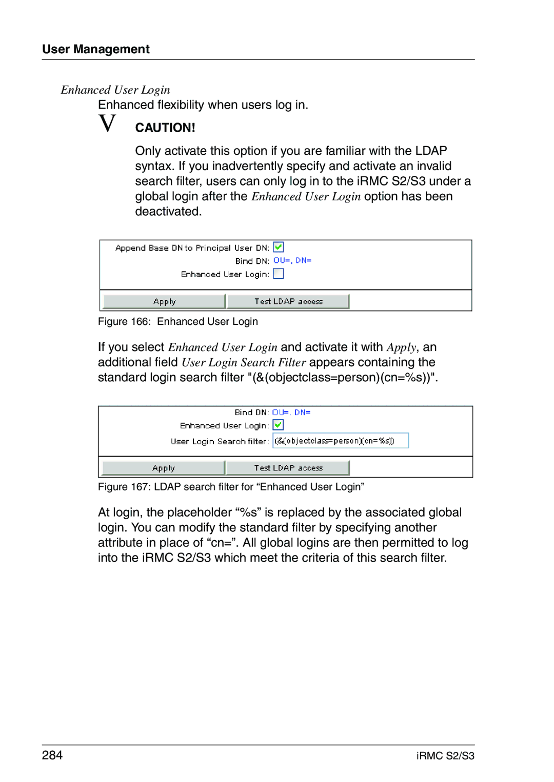 Fujitsu IRMC S2/S3 manual 284, Enhanced User Login 