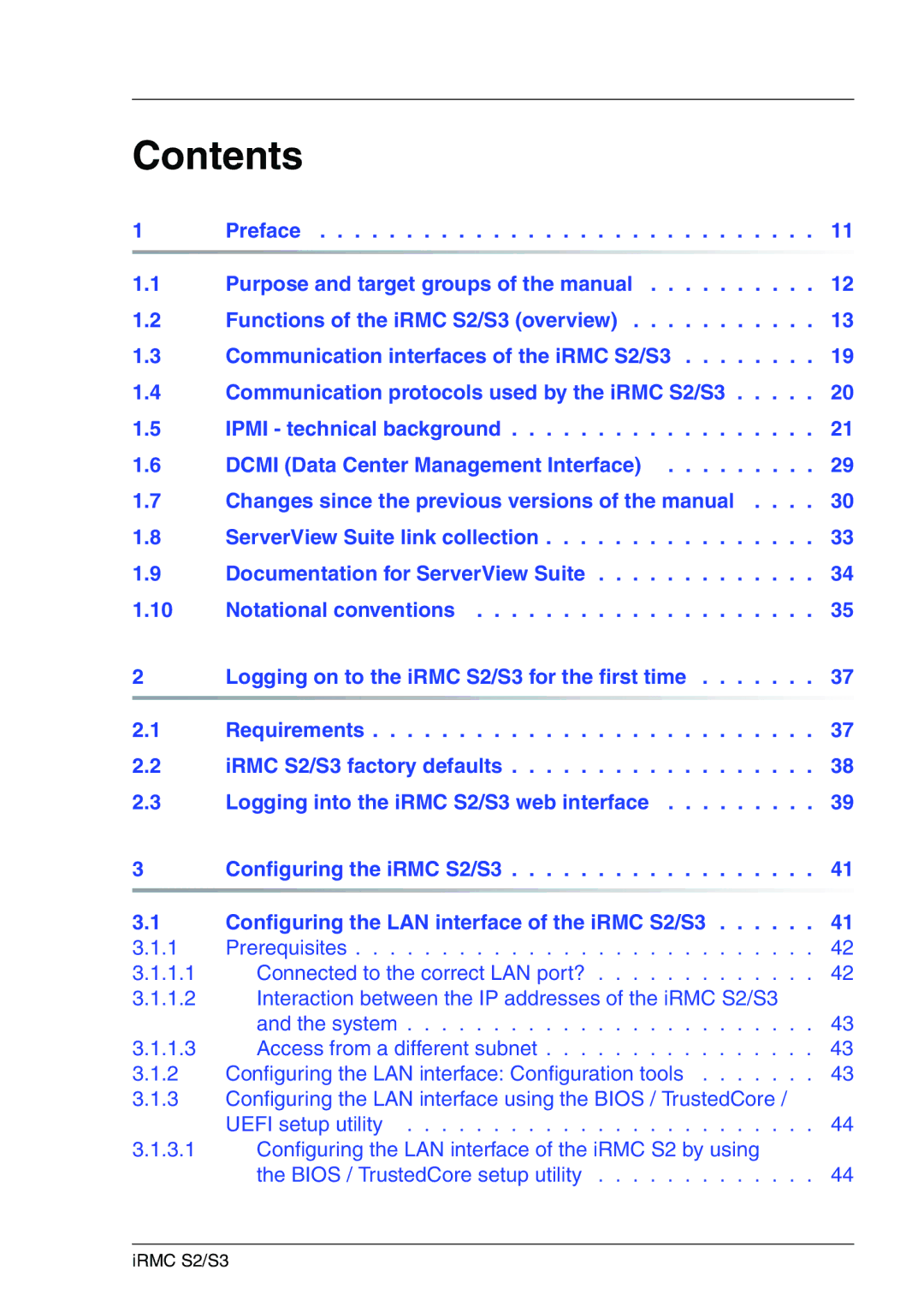 Fujitsu IRMC S2/S3 manual Contents 