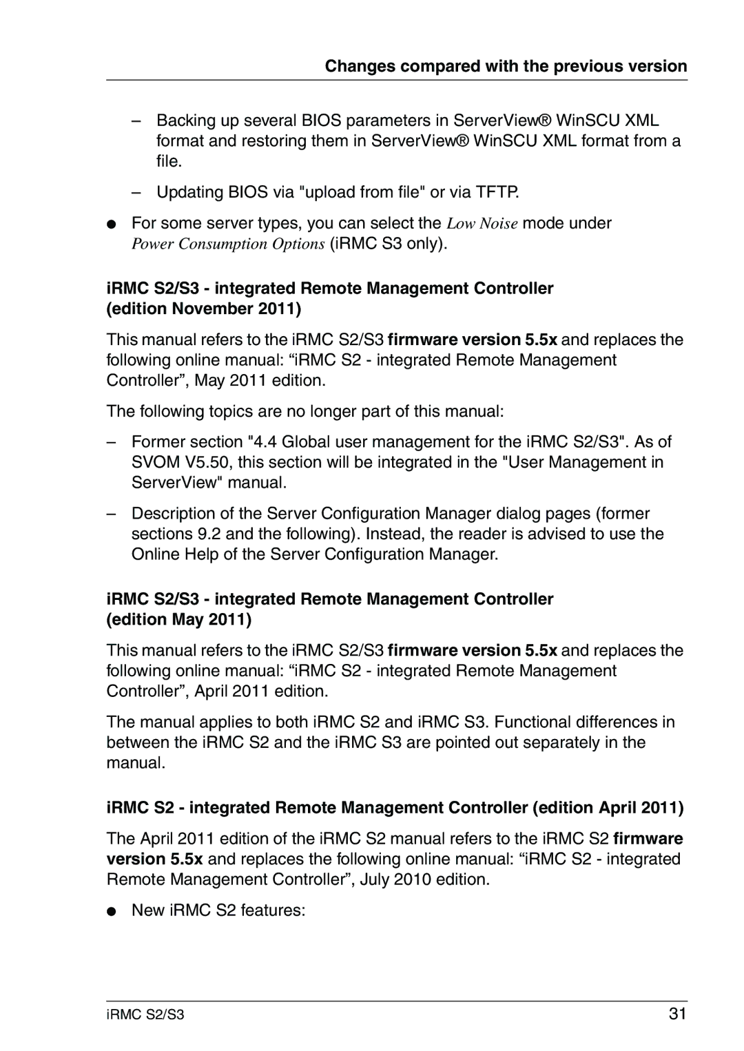 Fujitsu IRMC S2/S3 manual Power Consumption Options iRMC S3 only 