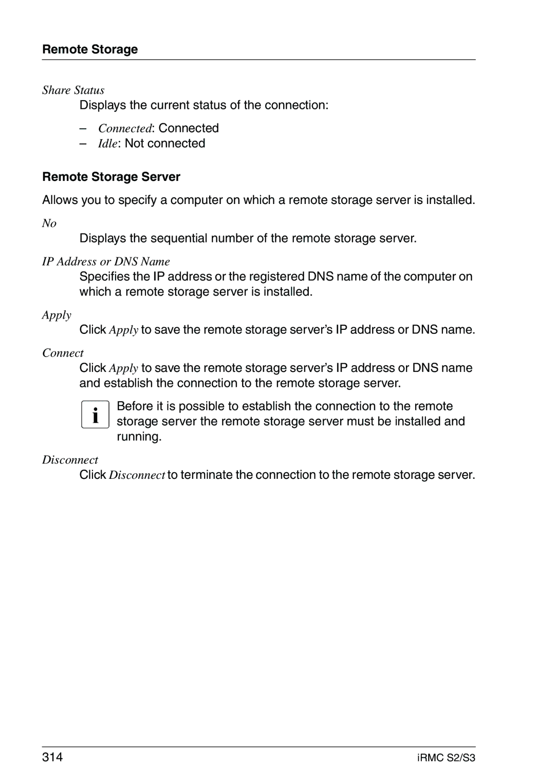 Fujitsu IRMC S2/S3 manual Remote Storage Server 