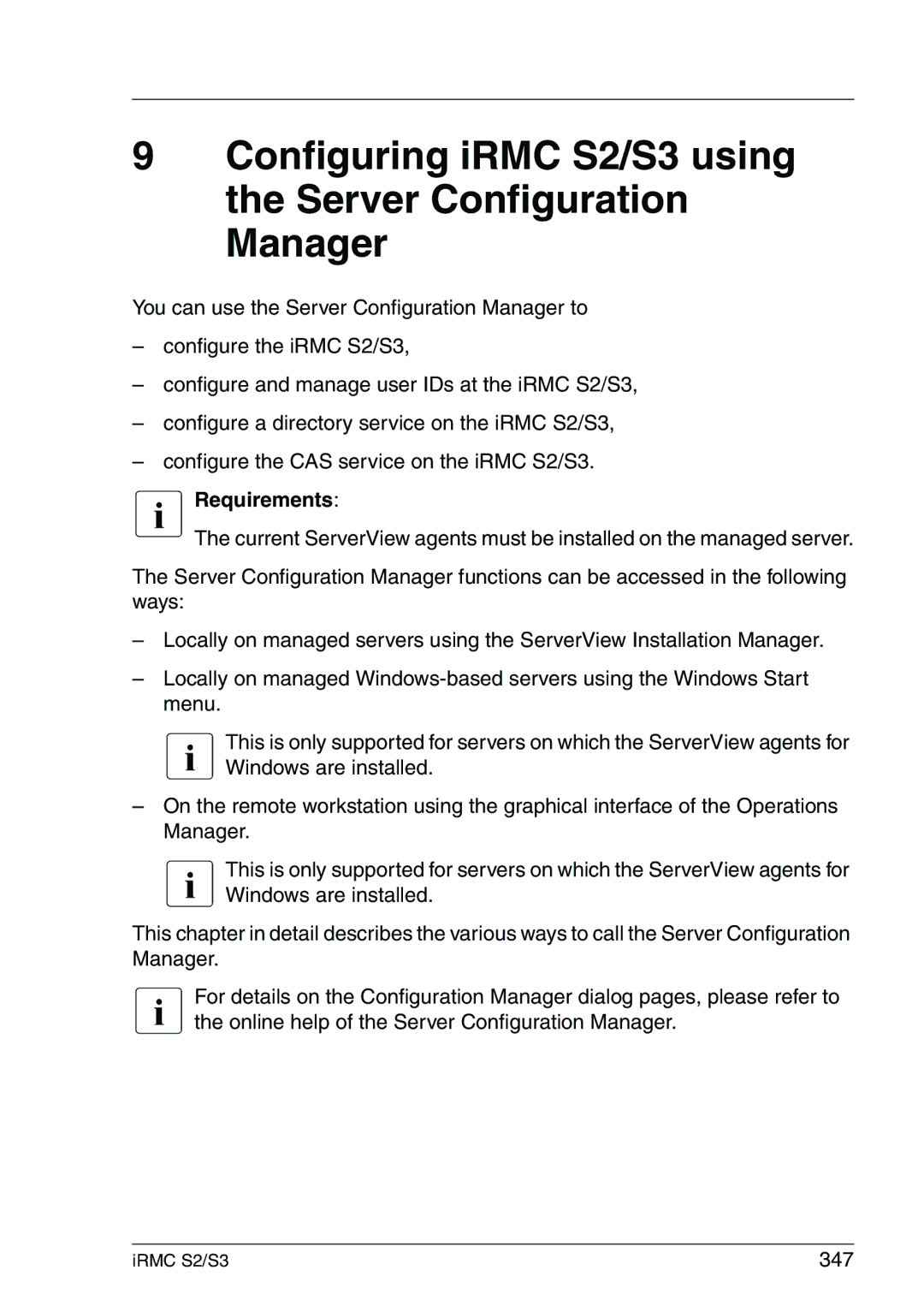 Fujitsu IRMC S2/S3 manual Requirements, 347 