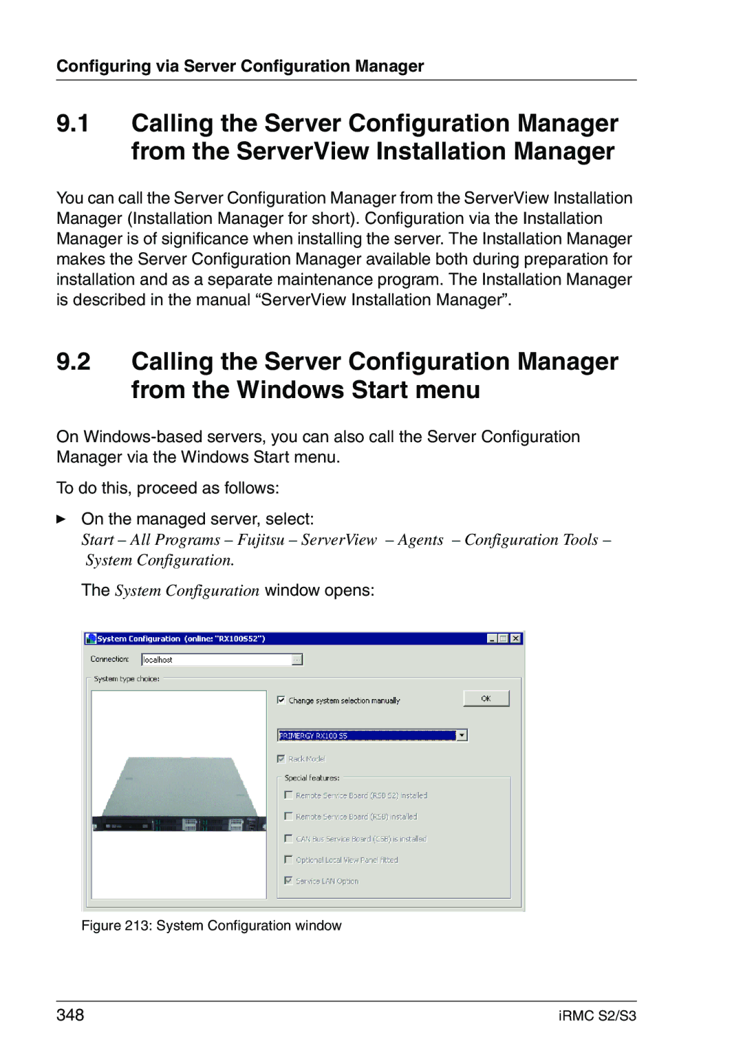 Fujitsu IRMC S2/S3 manual Configuring via Server Configuration Manager, 348 