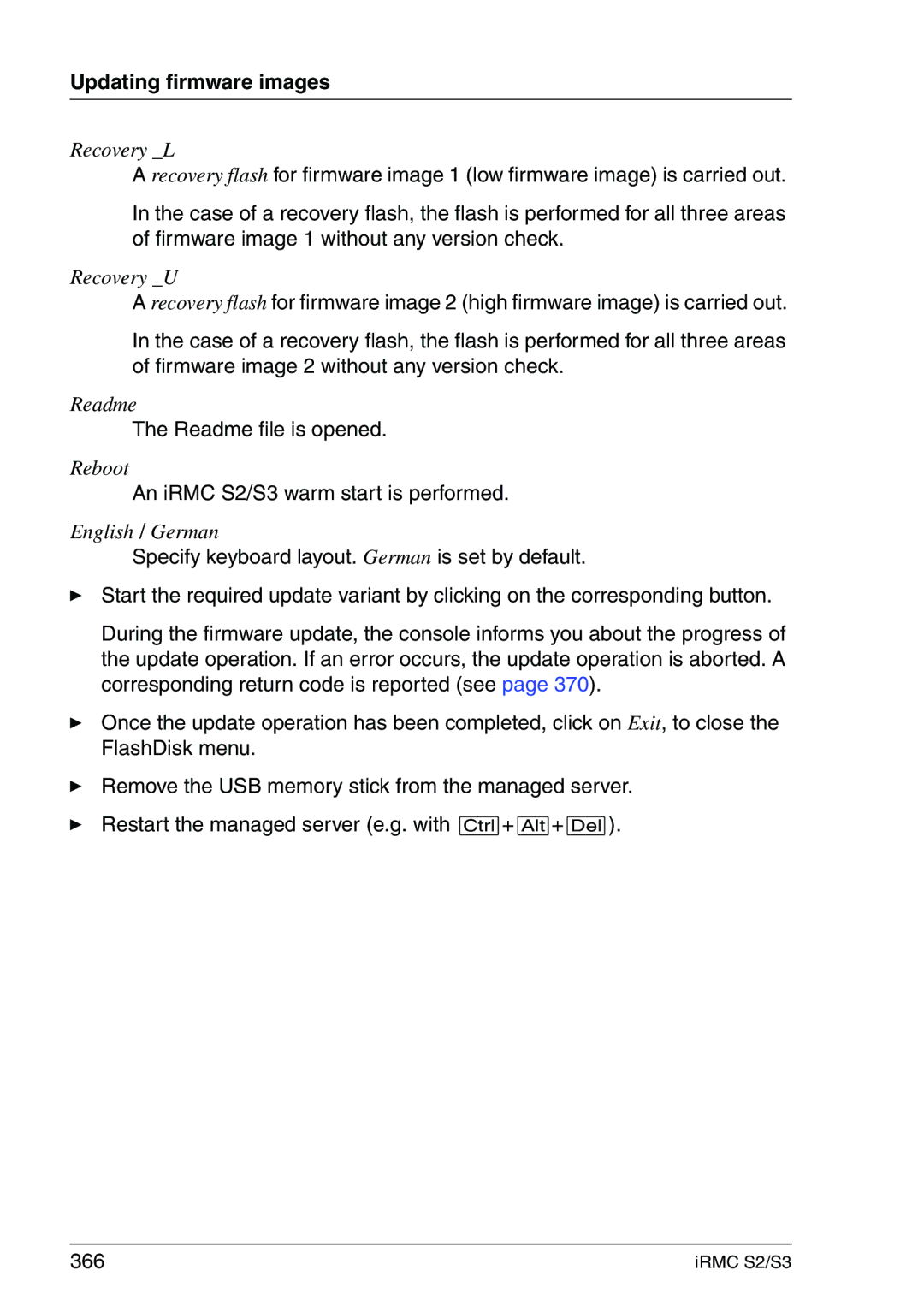 Fujitsu IRMC S2/S3 manual Readme file is opened, An iRMC S2/S3 warm start is performed 