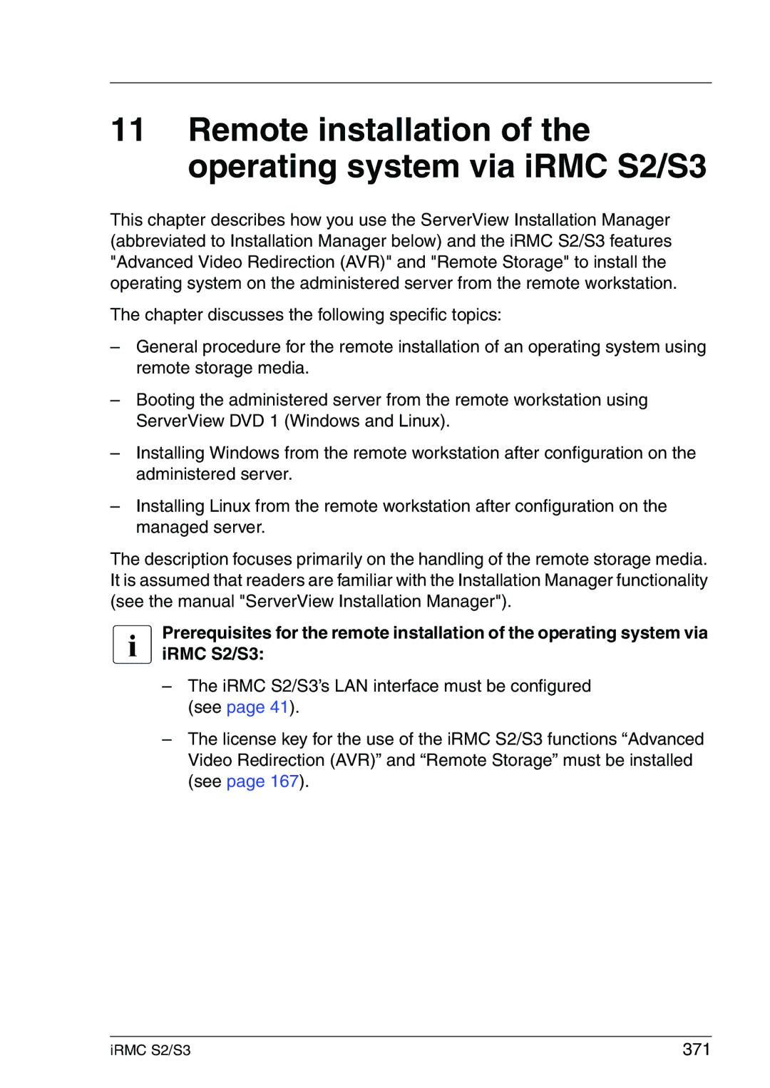 Fujitsu IRMC S2/S3 manual Remote installation of the operating system via iRMC S2/S3, 371 